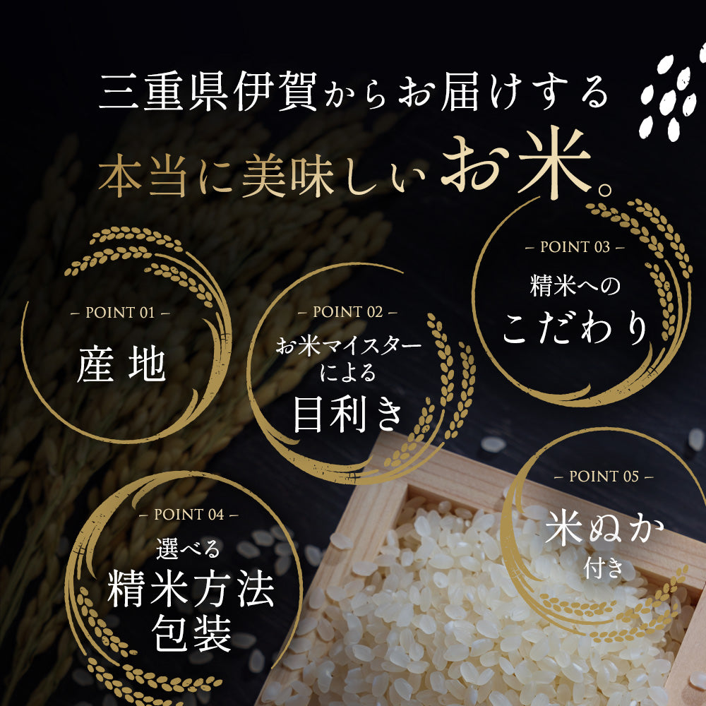 【特別栽培米】令和5年産 伊賀米コシヒカリ 三重県伊賀産 玄米30kg(10kgｘ3袋) 選べる精米方法 送料無料