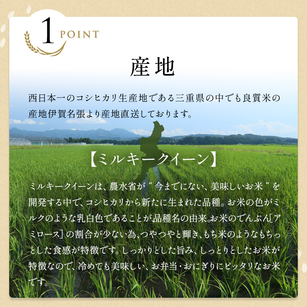 令和6年産 三重県産ミルキークイーン 玄米2kg 選べる精米方法 送料無料