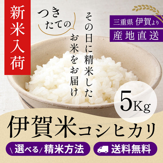 【新米】令和8年産 【特別栽培米】伊賀米コシヒカリ 玄米5kg 選べる精米方法 送料無料