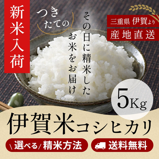 【新米】令和8年産 伊賀米コシヒカリ 玄米5kg 選べる精米方法 送料無料