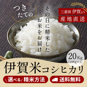 【新米】令和6年産 伊賀米コシヒカリ 玄米20kg (10kgx2袋) 選べる精米方法 送料無料