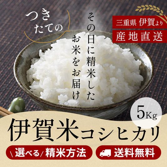 【新米】令和6年産 伊賀米コシヒカリ 玄米5kg 選べる精米方法 送料無料